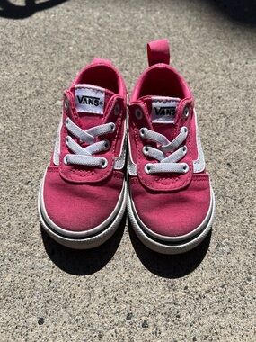 Vans Kids Hot Pink Canvas Low-Top Sneakers with White Stripe